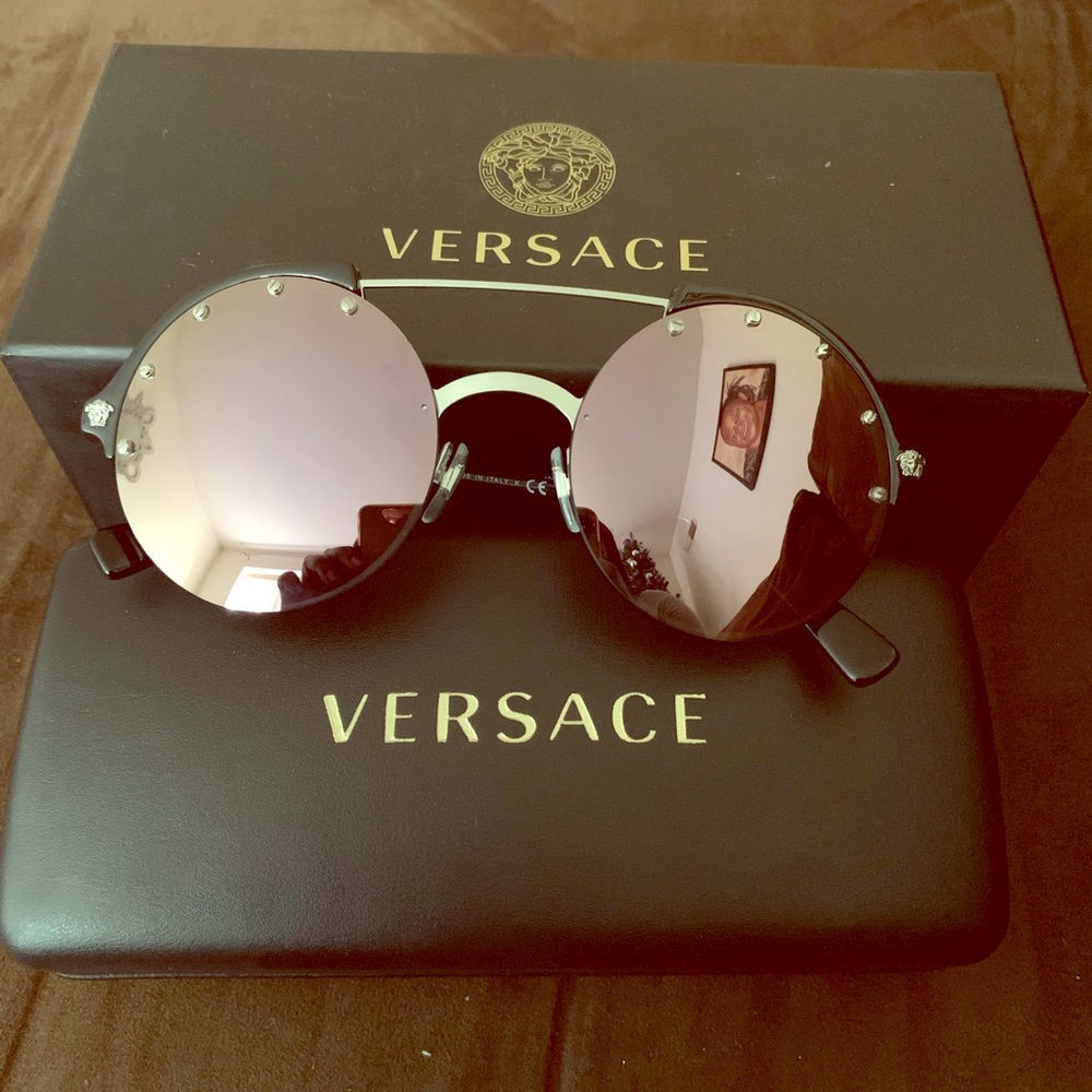 Women's Versace Studded Brow Bar Sunglasses